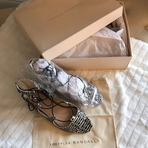 Loeffler Randall black and white gladiator sandals